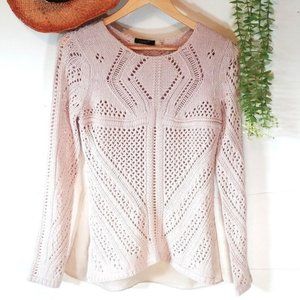 🌸Host Pick🌸🌿DEX Vintage Knit Sheer Sweater. Light Brown. Small